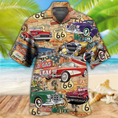 Car The Mother Road Route 66 Road Trip Vintage - Hawaiian Shirt - Owls Matrix LTD