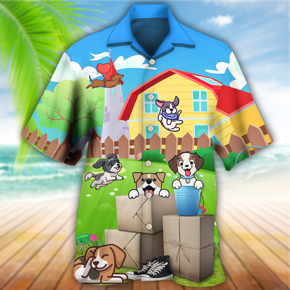 Cartoon Funny Dog - Hawaiian Shirt - Owls Matrix LTD