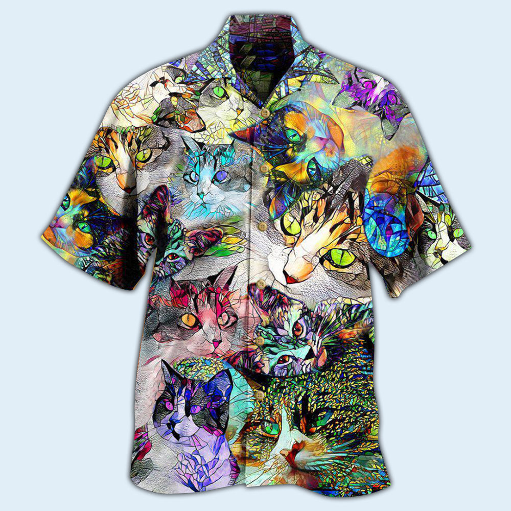 Cat Amazing Stained Glass - Hawaiian Shirt - Owls Matrix LTD