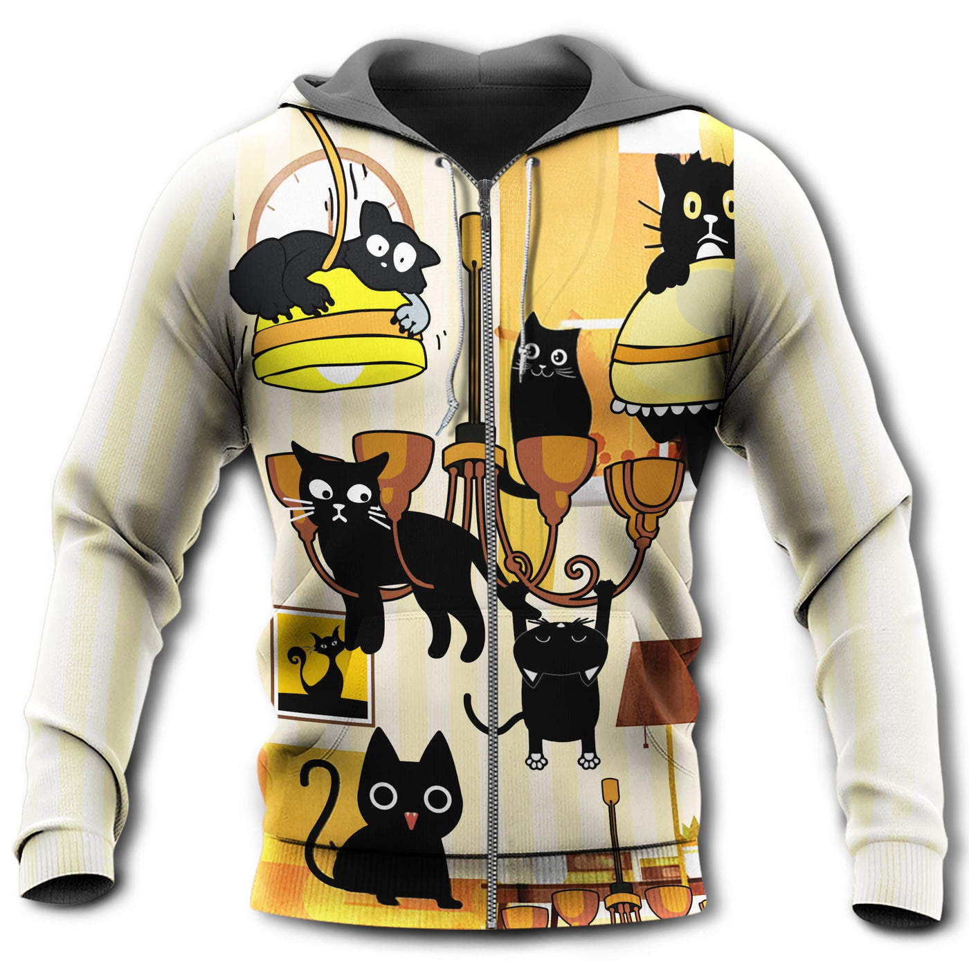 Zip Hoodie / S Cat And Dinner Style - Hoodie - Owls Matrix LTD