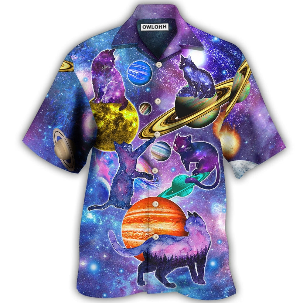 Hawaiian Shirt / Adults / S Cat Love Galaxy Colorfull - Hawaiian Shirt - Owls Matrix LTD