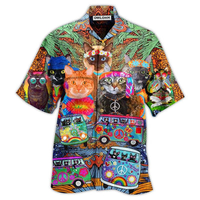 Hawaiian Shirt / Adults / S Cat Love Life In Bus - Hawaiian Shirt - Owls Matrix LTD