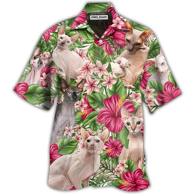 Hawaiian Shirt / Adults / S Cat Lovely Sphynx cat Tropical Floral - Hawaiian Shirt - Owls Matrix LTD