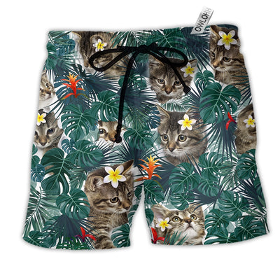 Beach Short / Adults / S Cat Powered By Cat Sand Hawaii Tropical - Beach Short - Owls Matrix LTD