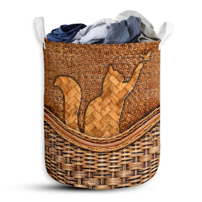 S: 17.72”x13.78” (45x35 cm) Cat Rattan Teaxture So Cute - Laundry Basket - Owls Matrix LTD
