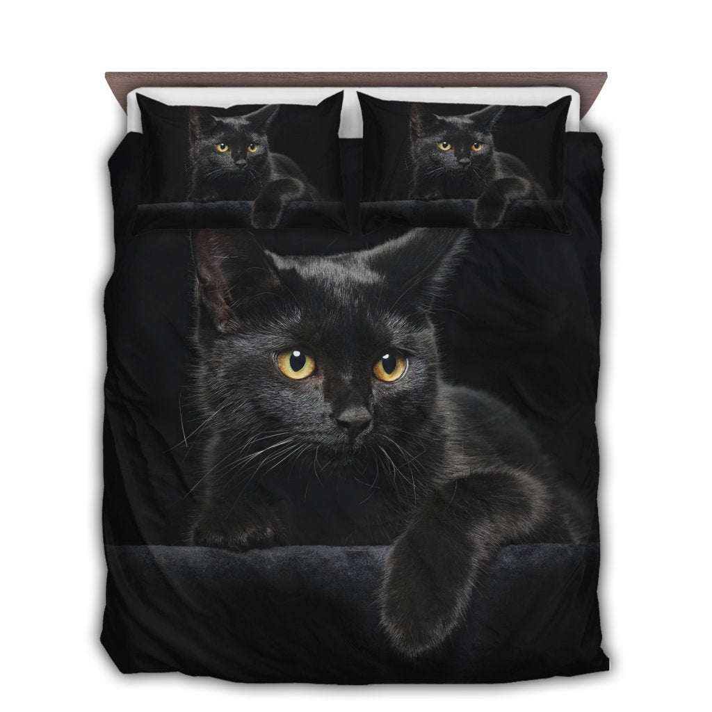 US / Twin (68" x 86") Black Cat Cute Style - Bedding Cover - Owls Matrix LTD