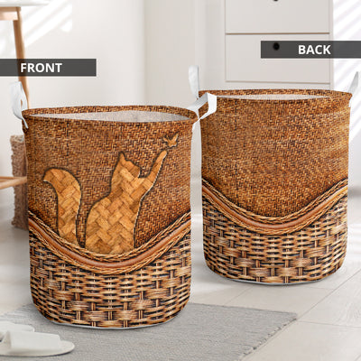 Cat Rattan Teaxture So Cute - Laundry Basket - Owls Matrix LTD