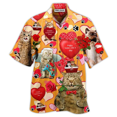 Hawaiian Shirt / Adults / S Cat Love You Forever Valentine - Hawaiian Shirt - Owls Matrix LTD
