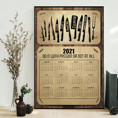 Chef Calendar 2021 - Vertical Poster - Owls Matrix LTD