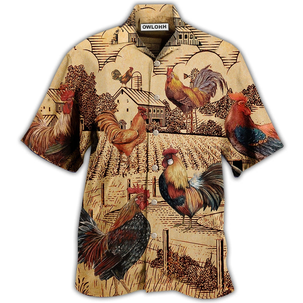 Hawaiian Shirt / Adults / S Chicken Love Vintage Style - Hawaiian Shirt - Owls Matrix LTD