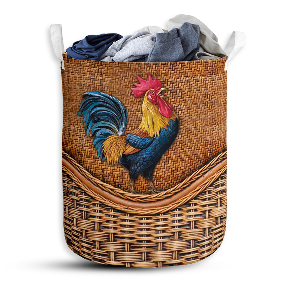 S: 17.72”x13.78” (45x35 cm) Chicken Rattan Teaxture - Laundry Basket - Owls Matrix LTD