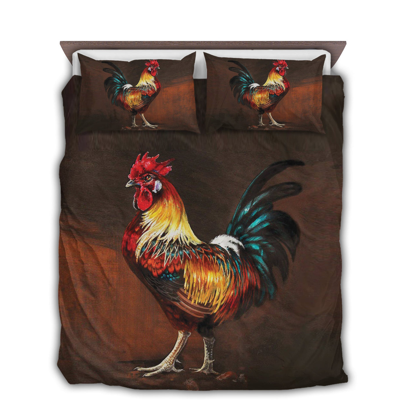 US / Twin (68" x 86") Chicken Rooster Stronger In Farm - Bedding Cover - Owls Matrix LTD