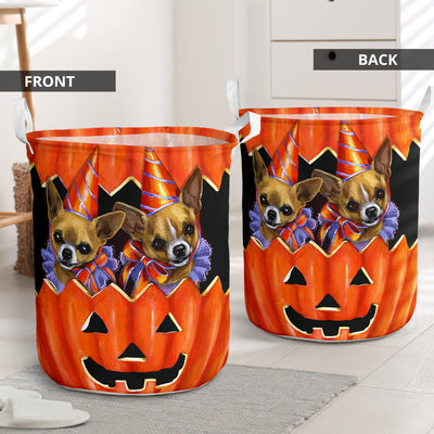 Chihuahua Pumpkin Painting - Laundry basket - Owls Matrix LTD