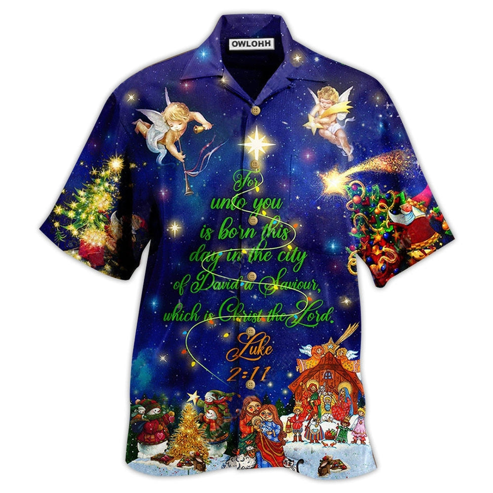 Hawaiian Shirt / Adults / S Christmas Christ The Lord In Blue - Hawaiian Shirt - Owls Matrix LTD