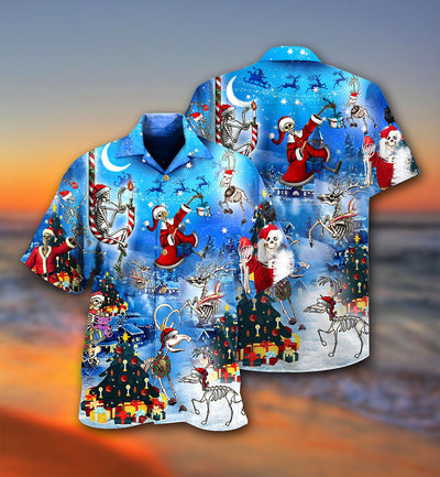 Christmas And Skull Merry Xmas Night - Hawaiian Shirt - Owls Matrix LTD