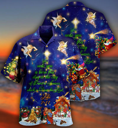 Christmas Christ The Lord In Blue - Hawaiian Shirt - Owls Matrix LTD