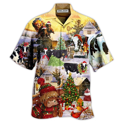 Hawaiian Shirt / Adults / S Cow Christmas Love Animals Love - Hawaiian Shirt - Owls Matrix LTD
