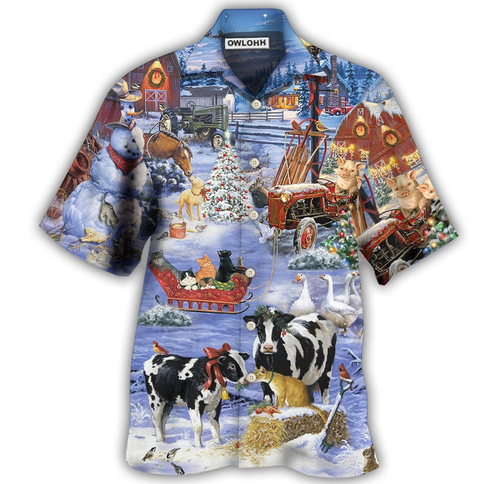 Hawaiian Shirt / Adults / S Christmas Love Farm - Hawaiian Shirt - Owls Matrix LTD