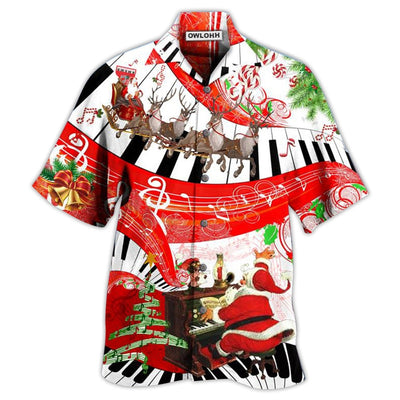 Hawaiian Shirt / Adults / S Piano Music Merry Christmas Love - Hawaiian Shirt - Owls Matrix LTD