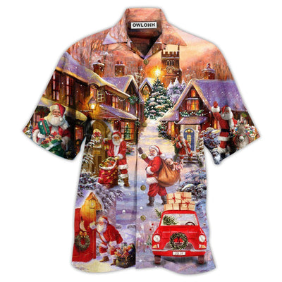 Hawaiian Shirt / Adults / S Christmas Santa Is Delivering Love Christmas Street - Hawaiian Shirt - Owls Matrix LTD