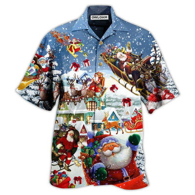 Hawaiian Shirt / Adults / S Christmas Say Hi From Santa's Sleigh Snow - Hawaiian Shirt - Owls Matrix LTD