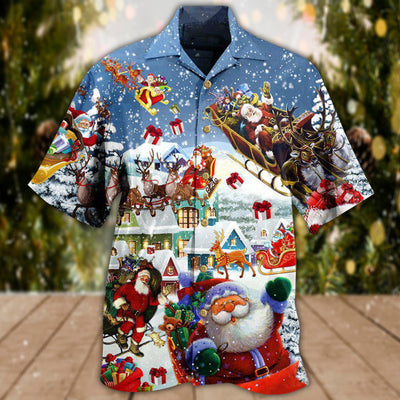 Christmas Say Hi From Santa's Sleigh Snow - Hawaiian Shirt - Owls Matrix LTD