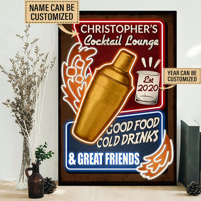 Cocktail Lounge Good Food Personalized - Vertical Poster - Owls Matrix LTD