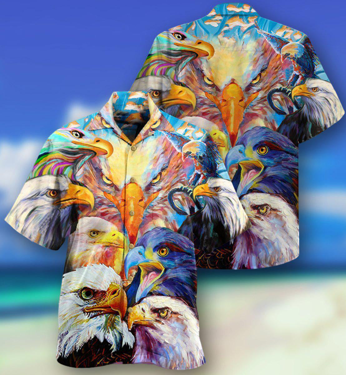 Eagle Colorful Eagles - Hawaiian Shirt - Owls Matrix LTD