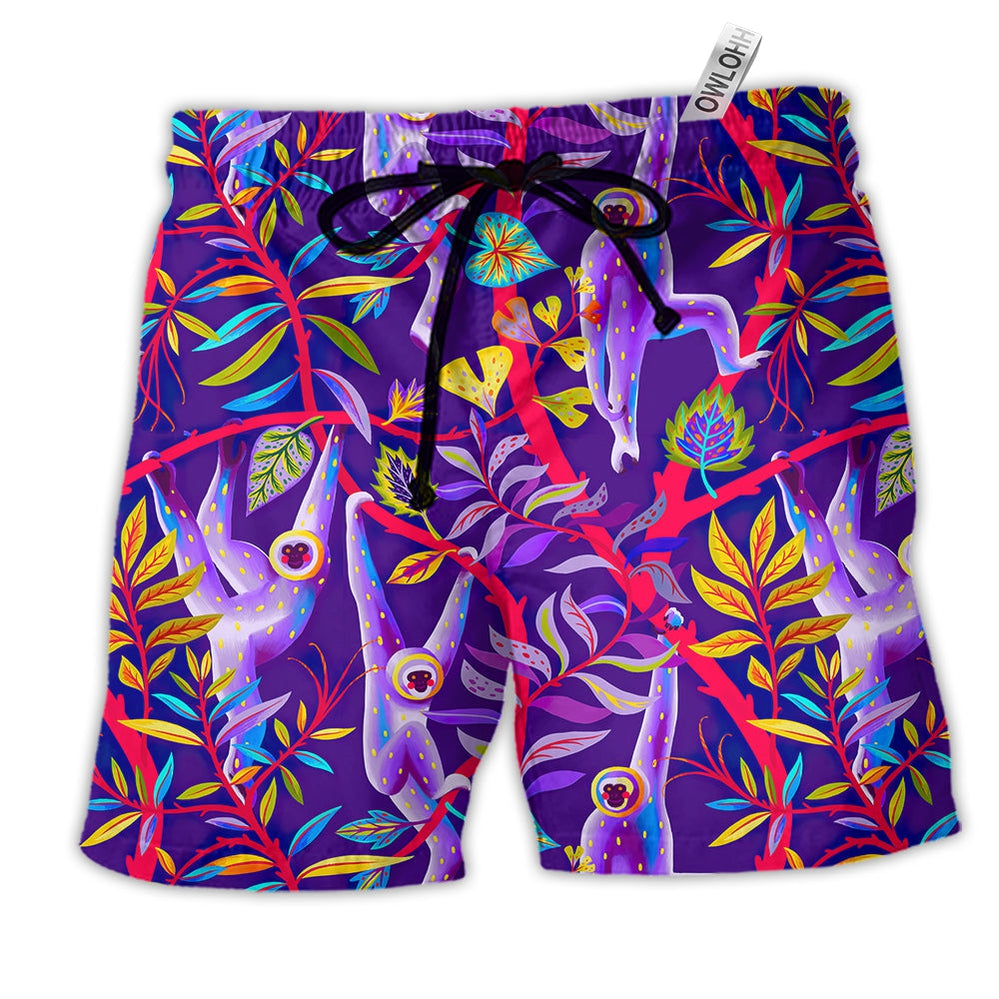 Beach Short / Adults / S Colorful Monkey Purple Style - Beach Short - Owls Matrix LTD