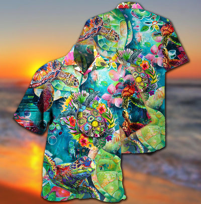 Turtle Colorful Love Sea - Hawaiian Shirt - Owls Matrix LTD