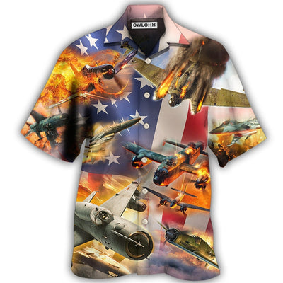 Hawaiian Shirt / Adults / S Combat Aircraft Independence Day - Hawaiian Shirt - Owls Matrix LTD