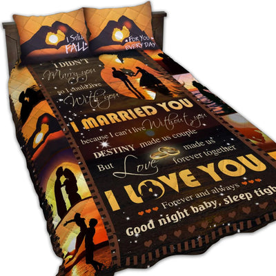 TWIN ( 50 x 60 INCH ) Couple I Married You Because I Can’t Live Without You - Quilt Set - Owls Matrix LTD