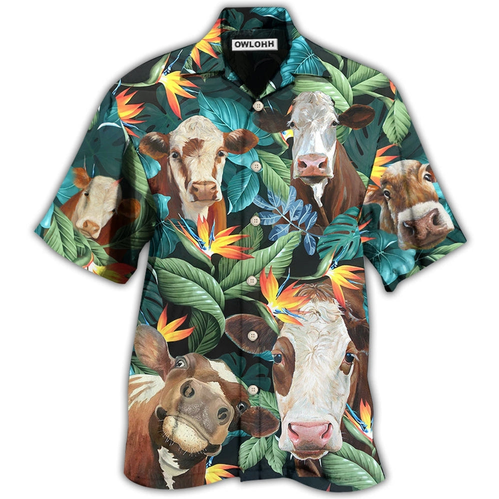 Hawaiian Shirt / Adults / S Cow Funny Tropical Style - Hawaiian Shirt - Owls Matrix LTD