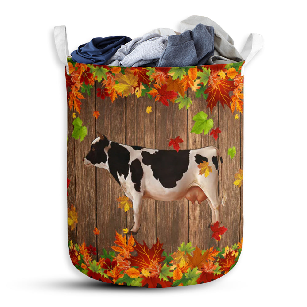 Cow Maple Leaves - Laundry Basket - Owls Matrix LTD