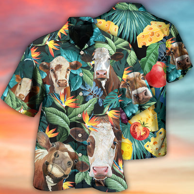 Cow Funny Tropical Style - Hawaiian Shirt - Owls Matrix LTD