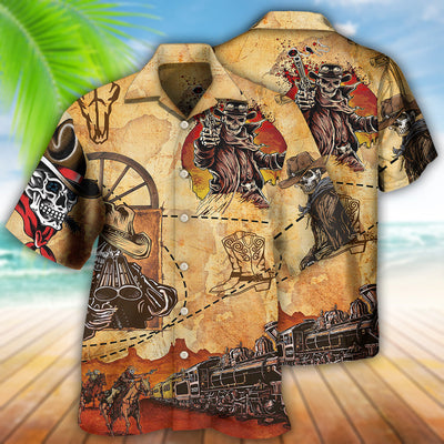 Cowboy Skull Love Cool Vintage - Hawaiian Shirt - Owls Matrix LTD