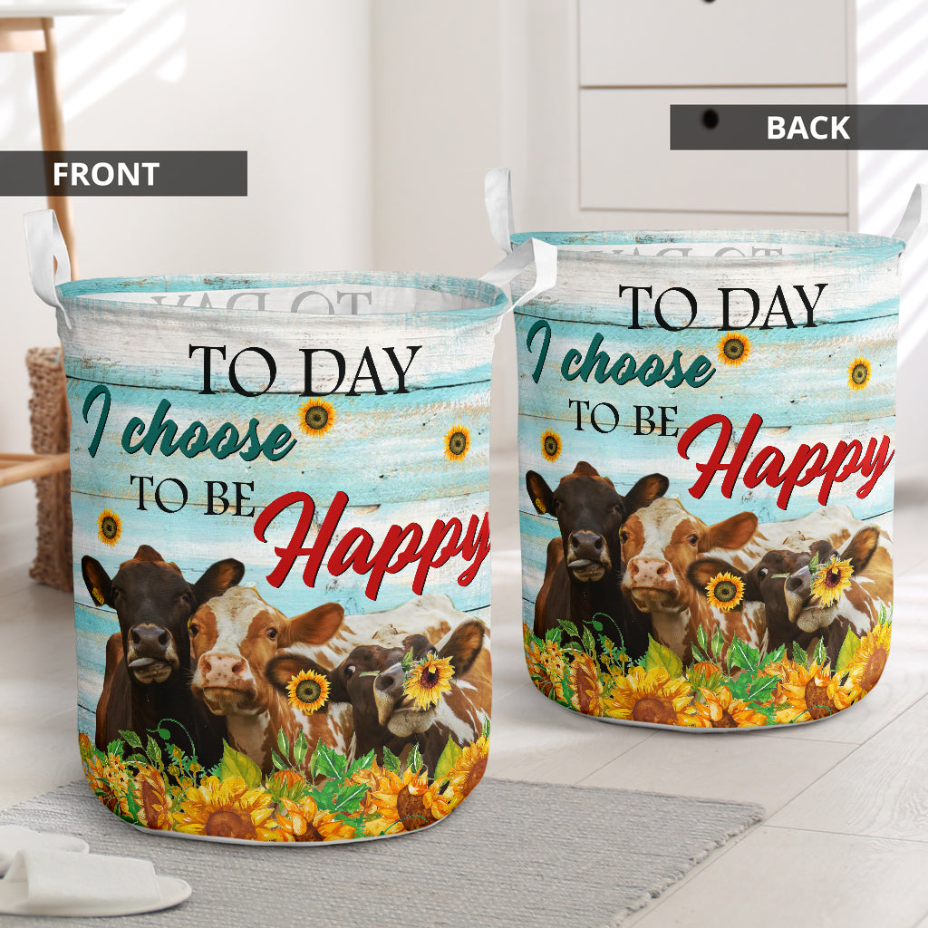Cow Choose Happy - Laundry Basket - Owls Matrix LTD