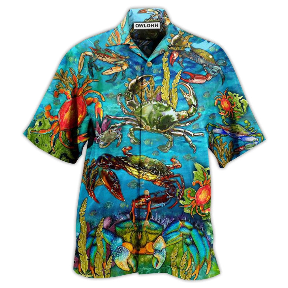 Hawaiian Shirt / Adults / S Crab Love Ocean Blue Art Style - Hawaiian Shirt - Owls Matrix LTD