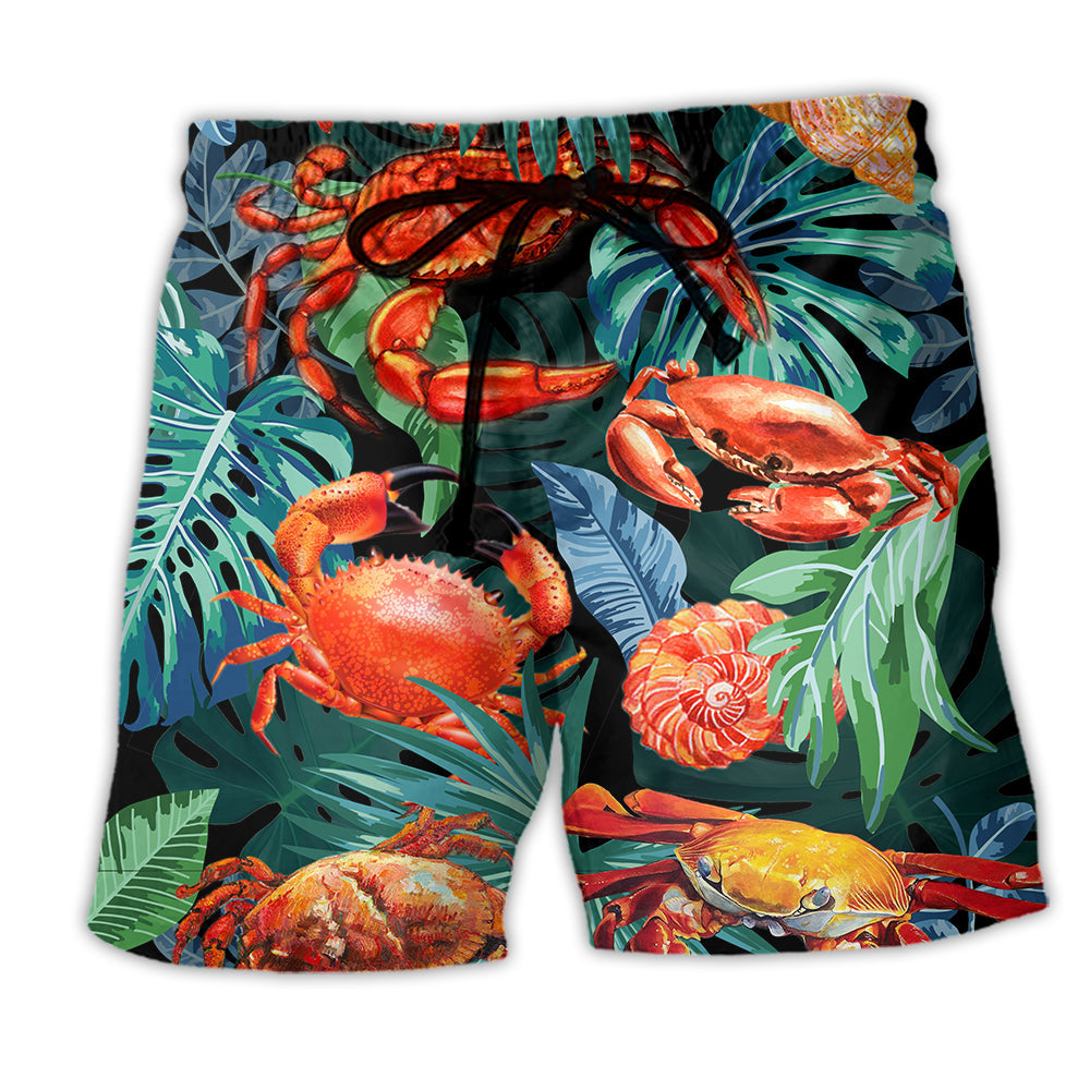 Beach Short / Adults / S Crab Tropical Leaf Cool Style - Beach Short - Owls Matrix LTD