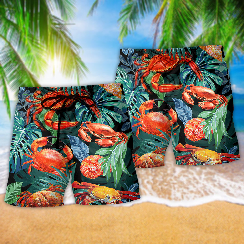 Crab Tropical Leaf Cool Style - Beach Short - Owls Matrix LTD