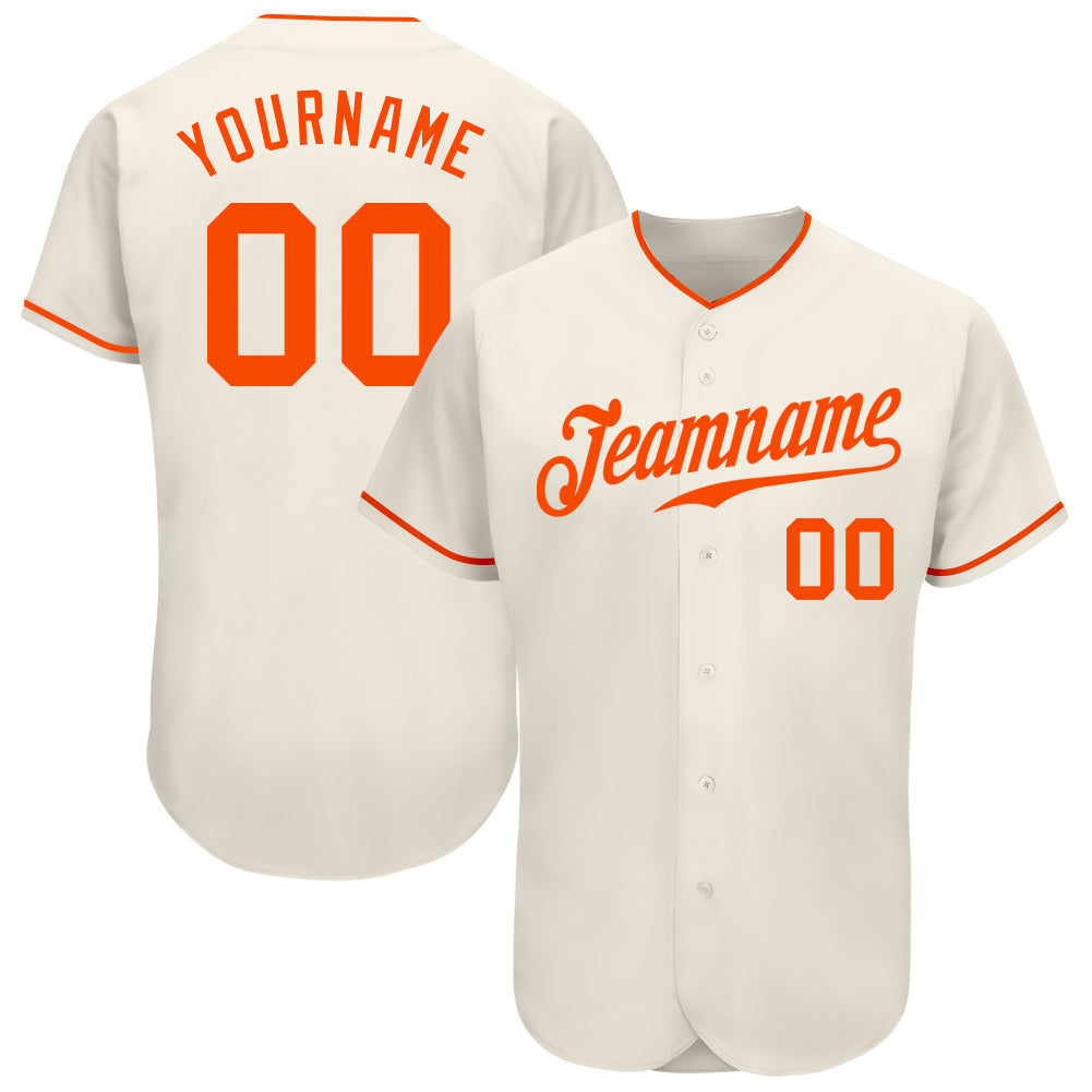 Custom Cream Orange Authentic Baseball Jersey - Owls Matrix LTD