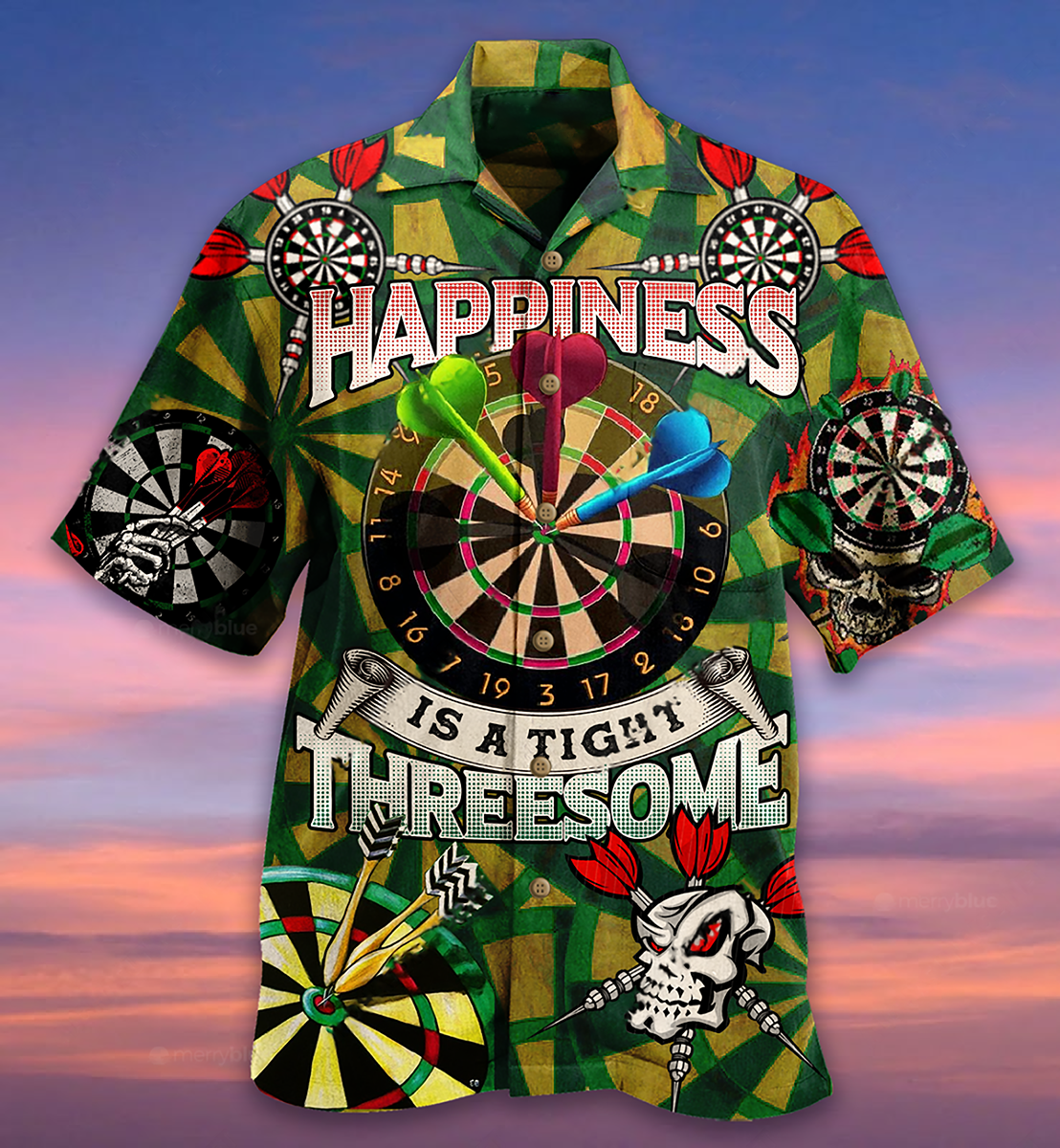 Darts Happiness Is A Tight Threesome Green Vintage - Hawaiian Shirt - Owls Matrix LTD
