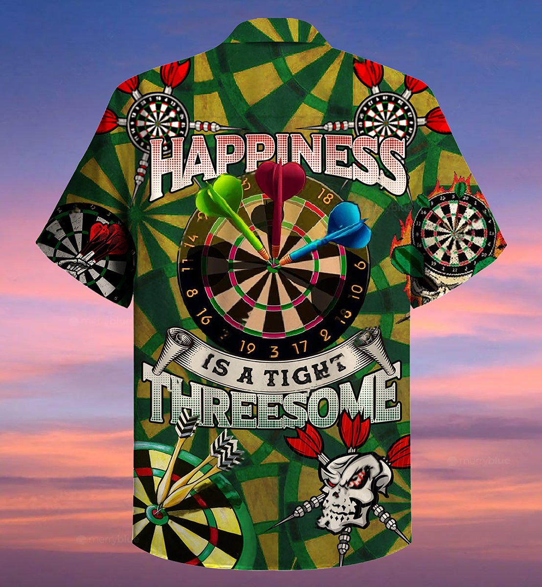 Darts Happiness Is A Tight Threesome Green Vintage - Hawaiian Shirt - Owls Matrix LTD