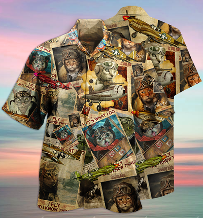 Cat Amazing Pilot - Hawaiian Shirt - Owls Matrix LTD