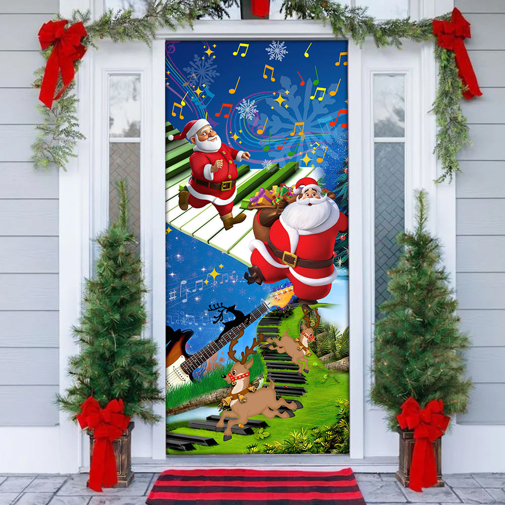 Christmas Jumping On Musical Instrument - Door Cover - Owls Matrix LTD