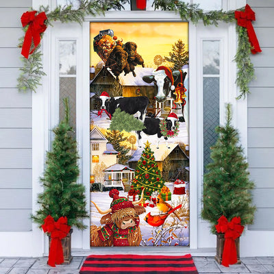 Christmas Cows Love Animals Love - Door Cover - Owls Matrix LTD