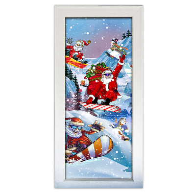 S (29.5''x78.7'') Christmas Close To Heaven Down To Earth Snowboarding - Door Cover - Owls Matrix LTD