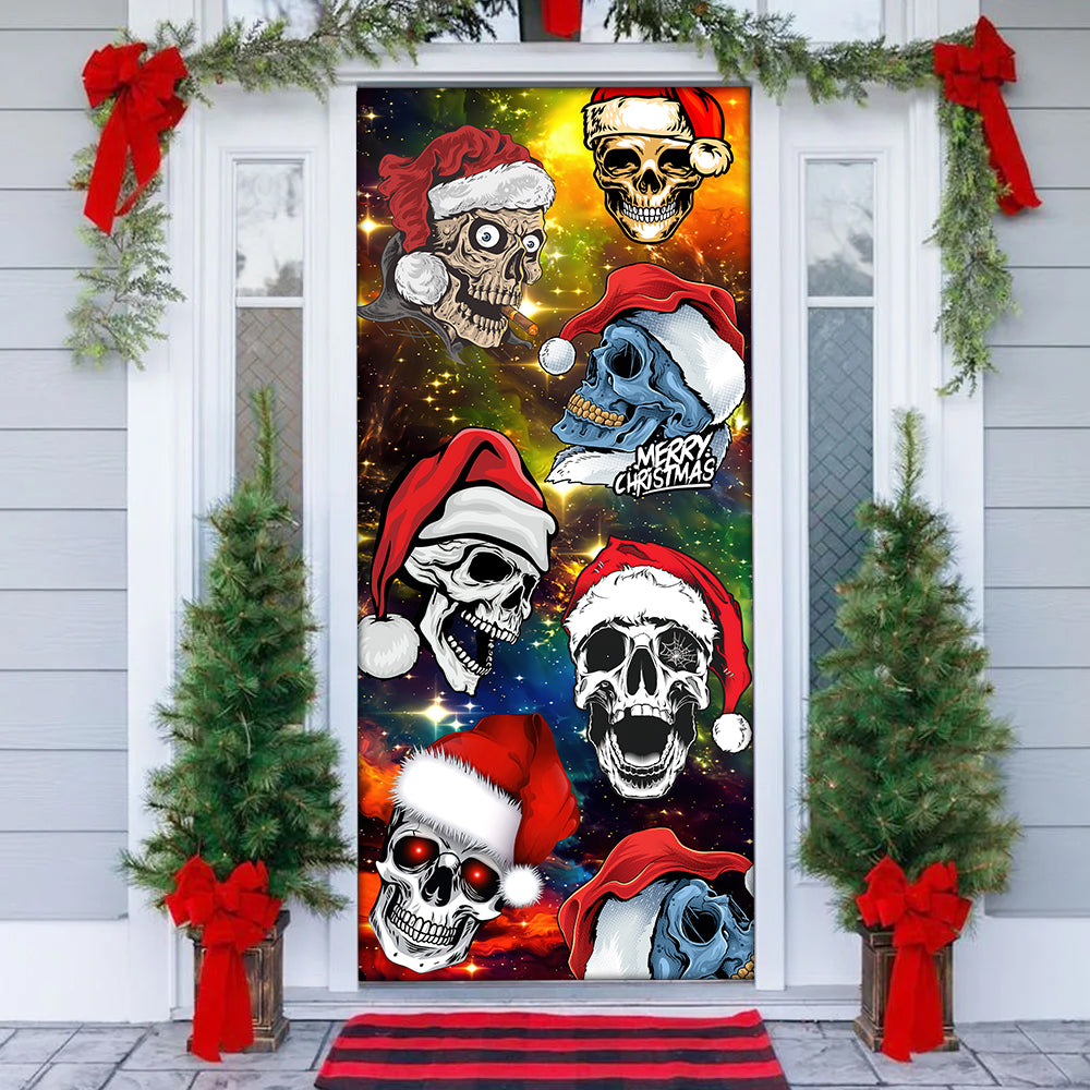 Skull Love Christmas Galaxy - Door Cover - Owls Matrix LTD