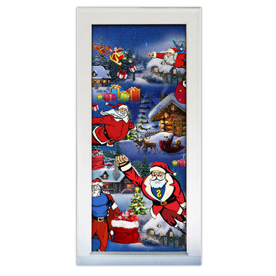 S (29.5''x78.7'') Christmas Flying Super Santa - Door Cover - Owls Matrix LTD