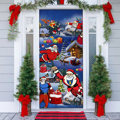 Christmas Flying Super Santa - Door Cover - Owls Matrix LTD